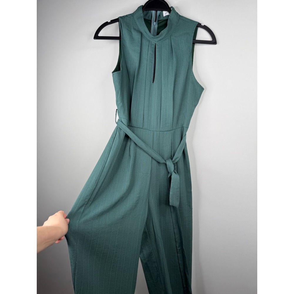 Petal and Pup Womens 6 Wide Leg Jumpsuit Sage Green Belted Sleeveless Keyhole